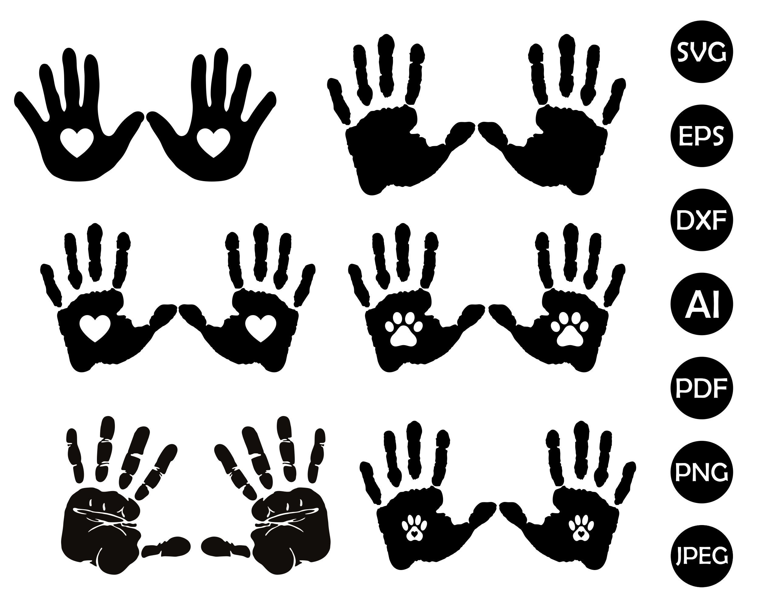 Handprint Svg Bundle Handprint Svg Heart Handprint Svg Dog Etsy Canada