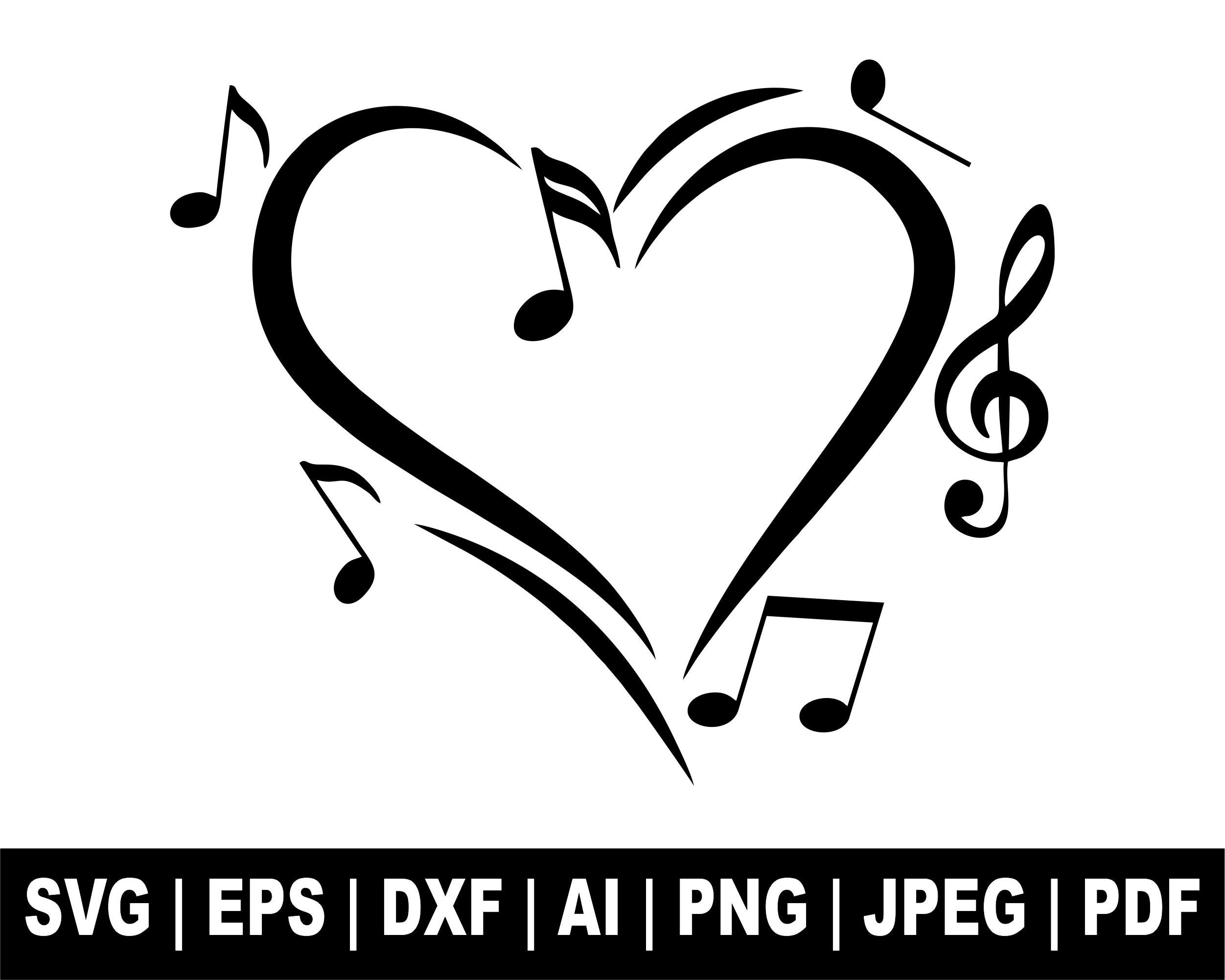 Heart Music Notes Svg Music Note Svg Heartbeat Svg Musical Etsy Australia