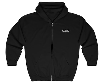 Christelijke hoodie | Kolossenzen 2:10 | Unisex Heavy Blend™-hoodie met volledige ritssluiting