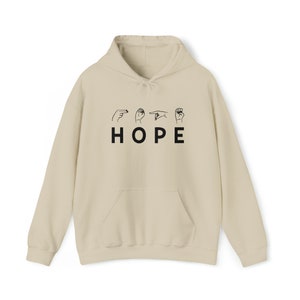 HOPE Hoodie ASL | H O P E | Hoodies with Hope | Sign Language | ASL | Share Your Hope in sign language | unisex heavy hoodies image 10