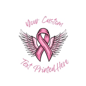 Personalize Your Text Pink Ribbon & Wings T-shirt | Unisex Jersey Short Sleeve Tee | Custom, I wear Pink | In Memory of | Cancer | Support