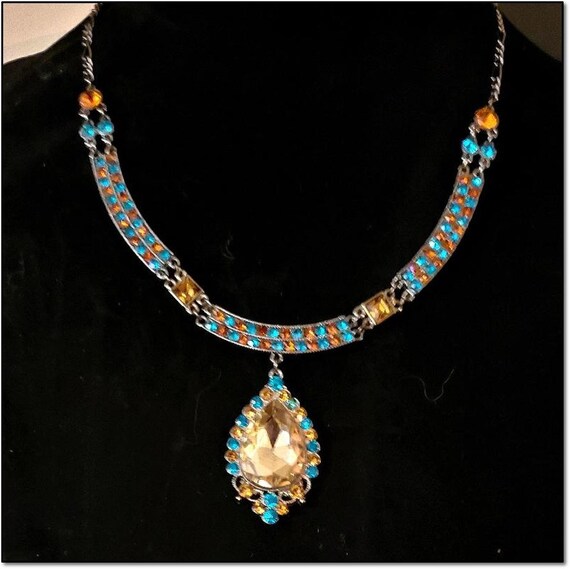 Vintage Turquoise, Firelight, and Amber-Colored C… - image 3
