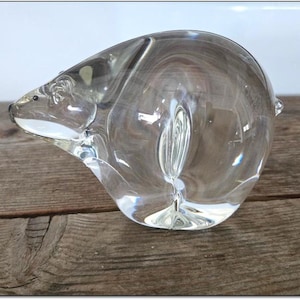 Vintage 1990s Hand-Blown 4.5&quot; Crystal Glass Polar Bear Sculpture by Glassroots of Colorado. 30 Dollars. OPDC-0187