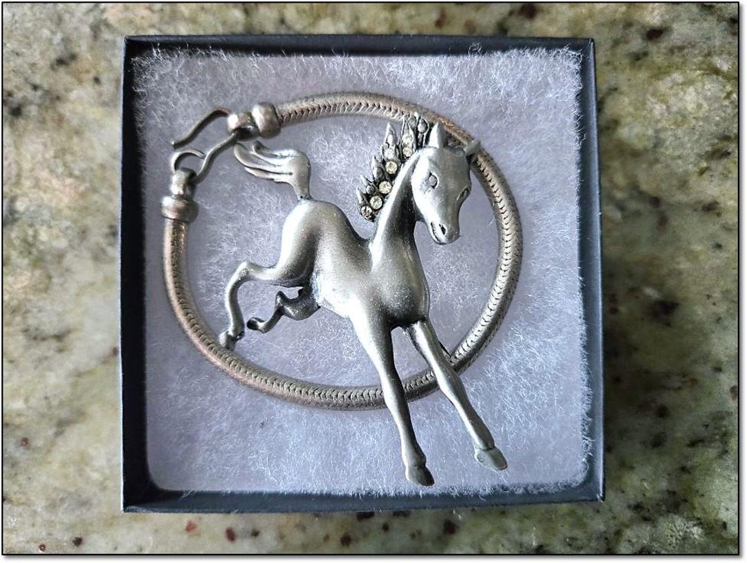 Vintage Silver Snake/rope Chain Bracelet 5mm 32g With Dancing Horse Pin ...