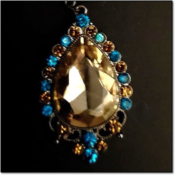 Vintage Turquoise, Firelight, and Amber-Colored C… - image 2