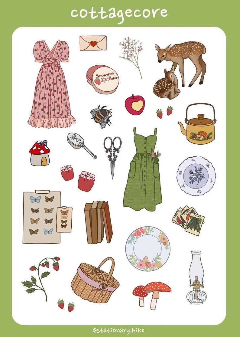Cottagecore Sticker Sheet Planner & Bullet Journal Stickers - Etsy