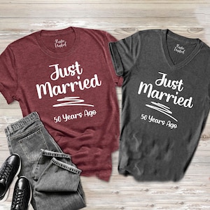 50th Anniversary Gift, Just Married 50 Years Ago T shirt,Married for 50 Years,Couples Matching Anniversary Tee,Anniversary Gifts For Couples