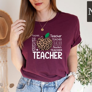 Leopard Apple Teacher Shirt, Cute Teacher Shirt, Back To School Teacher Shirt, School Tshirt, Gift For Teacher, Teacher Appreciation T Shirt