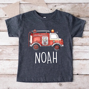Personalized Fire Truck Shirt, Firefighter Gifts for Kids, Personalized Fire Fighter Kids Shirt, Firetruck Graphic Tee, Boys Firetruck Shirt