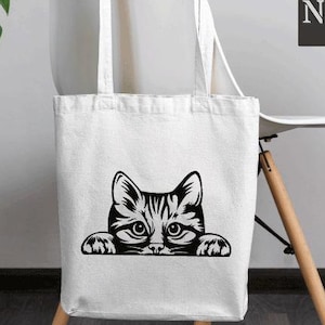 Cat Tote Bag,Cat lover Mom Tote Bag,Gift for Cat Lovers,Cat Print Canvas Tote,Bookish Tote Bag,Cat Halloween Bag,Funny Gift for Pet Lover