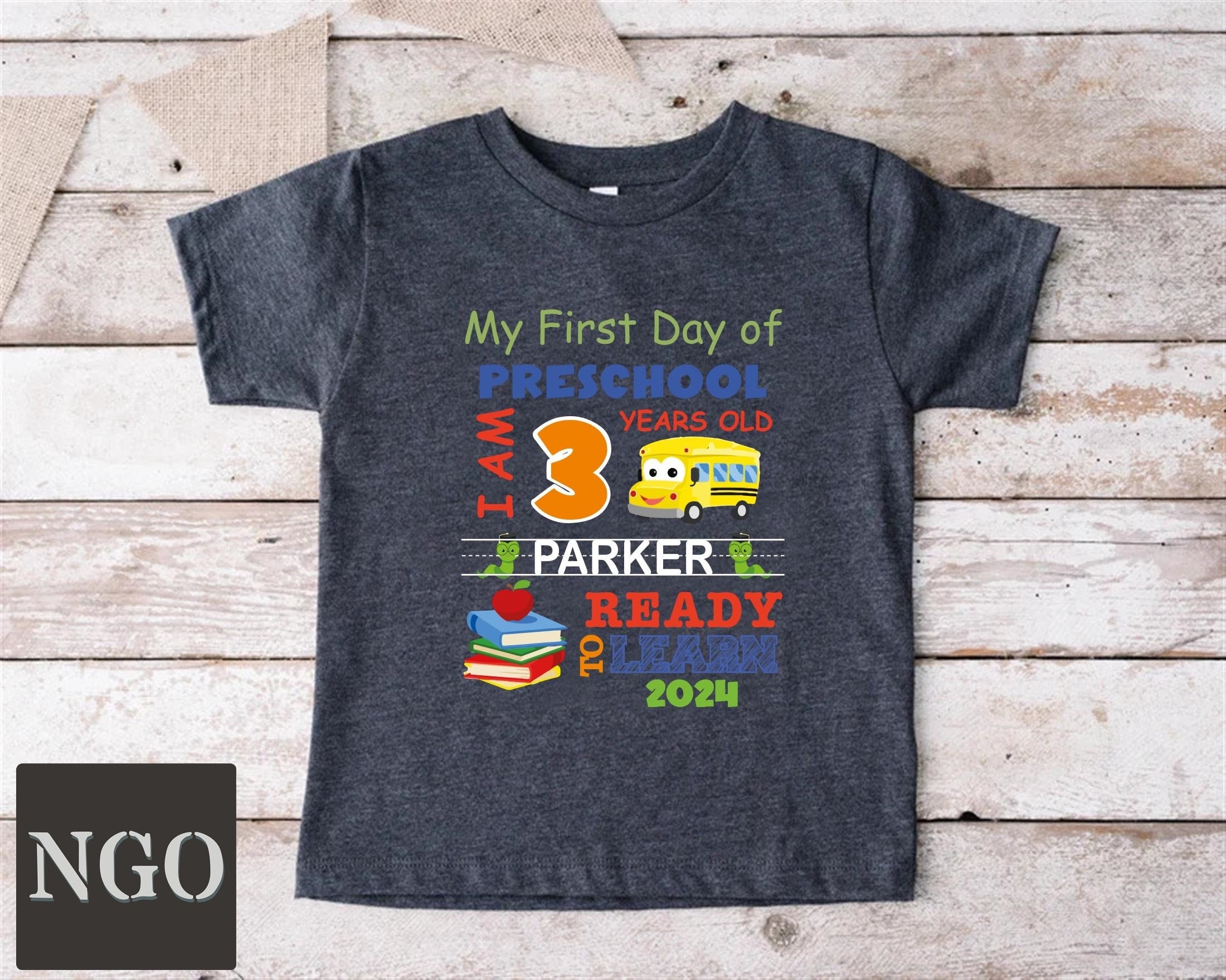 Personalized Name Preschool Tshirt, Custom Preschool Shirt, First Day of School Shirt Toddler, Boys Pre-k Shirt,Back To School Gift for Kids