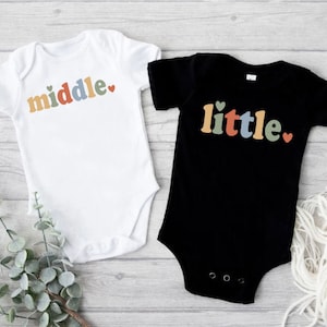 Big Middle Little Baby Shirts, Third Baby Announcement Middle Shirt, Big Tshirt, Little Shirt, Matching Sister Shirts, Matching Brother Tees