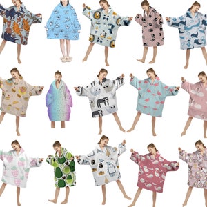 Hoodie Blankets One Size Fits Most Wearable Blanket Large Fleece Hoodie Koala, Flamingo, Sloth, Jungle, Panda, Dino, Unicorn Hoodies