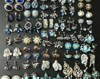 Quality Vintage Earrings Blue Coro Judy Lee Beau Jewels D&E Star Germany B.N Lisner Mode Art