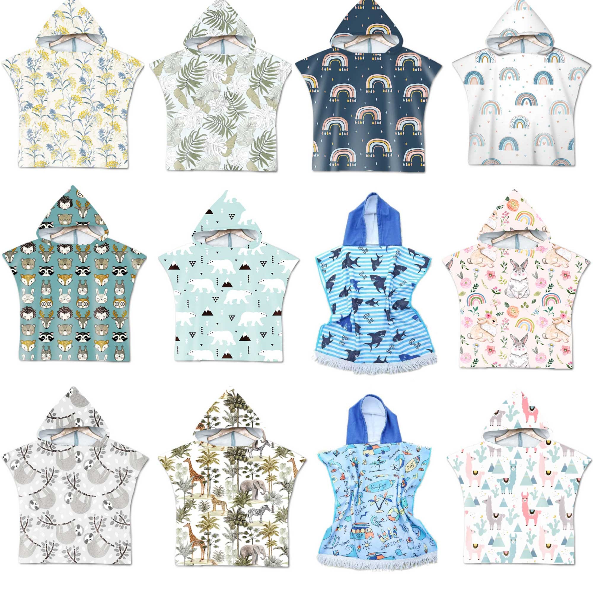 Little Surprise Box Blue Dino Lightweight Microfibre Hooded Swim Poncho/ beach coverup towel for Kids