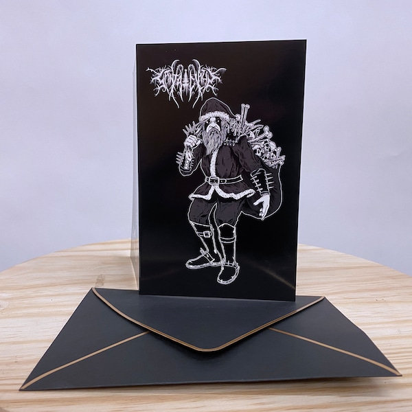 Black Metal Santa design Christmas card