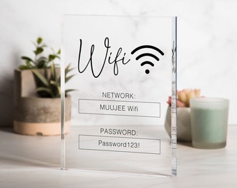 Wifi Password Sign (Acrylic Block) - Custom Internet Table Sign for Home & Airbnb Rental Hotel Small Business Signage New Home Owner's Gift