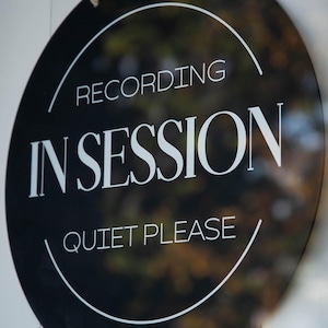Round Hanging Acrylic Sign (recording) W/ White Rope - Custom Signage ...