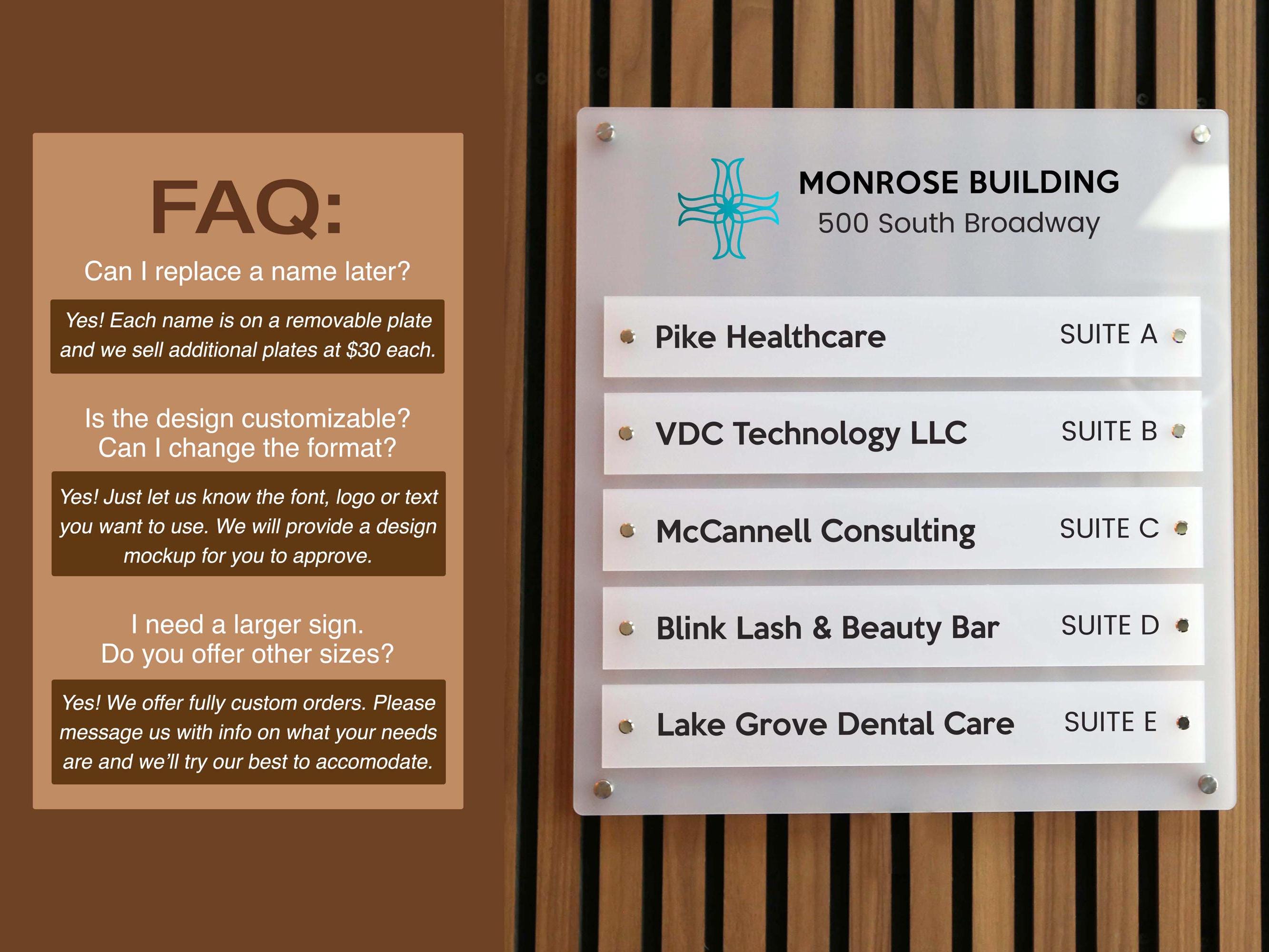 Wall Directory Examples Wall Directory (wide) - Customizable Large Office Wall Door Building ...