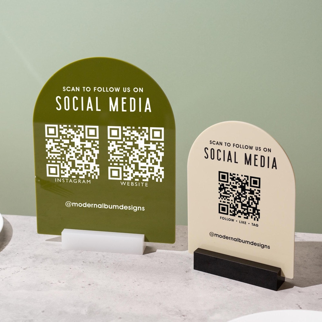 QR Arch Acrylic Sign W/ Base (D6) - Scannable QR Code Social Media ...