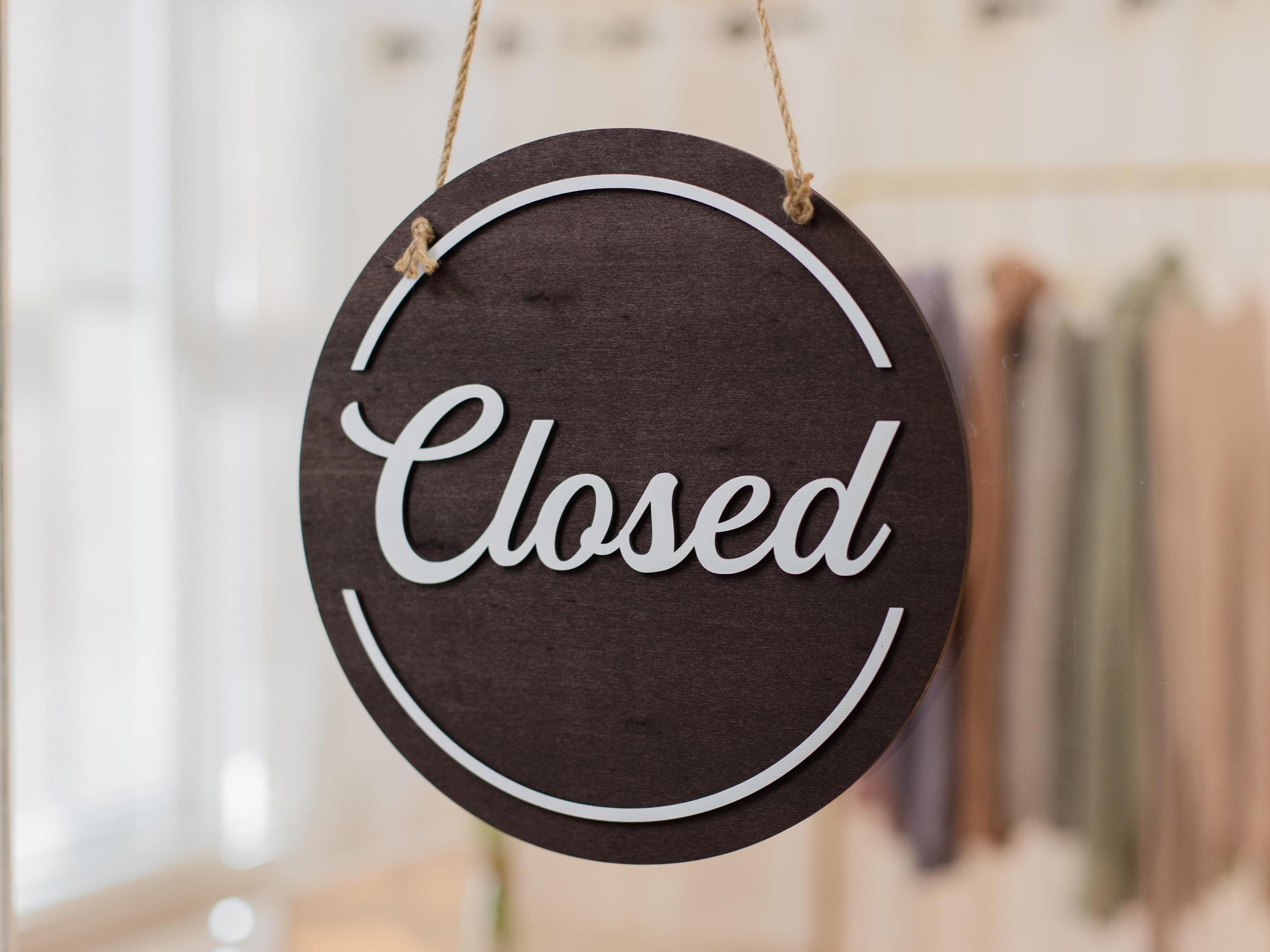 Open Closed Wood Hanging Sign (design 2) - Double Sided Small Business ...