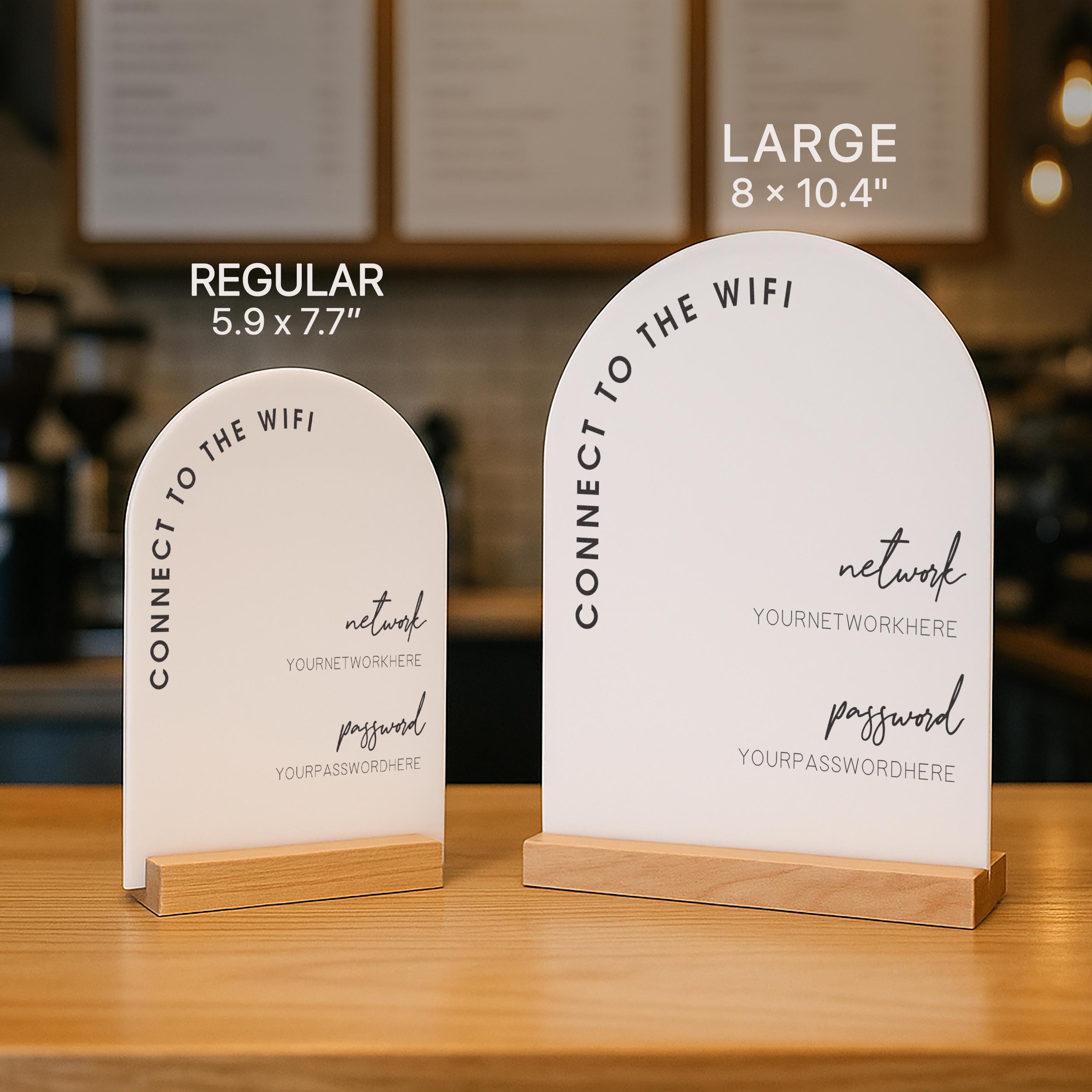 Arch Acrylic Wifi Sign W/ Base (D7) - Custom Wifi Password Display for ...
