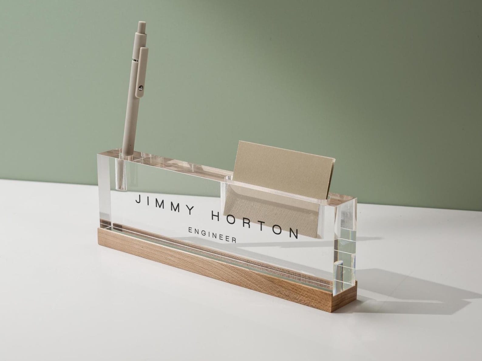 Personalized Acrylic Name Block W/ Slots (D3) - Custom Job Title Sign ...