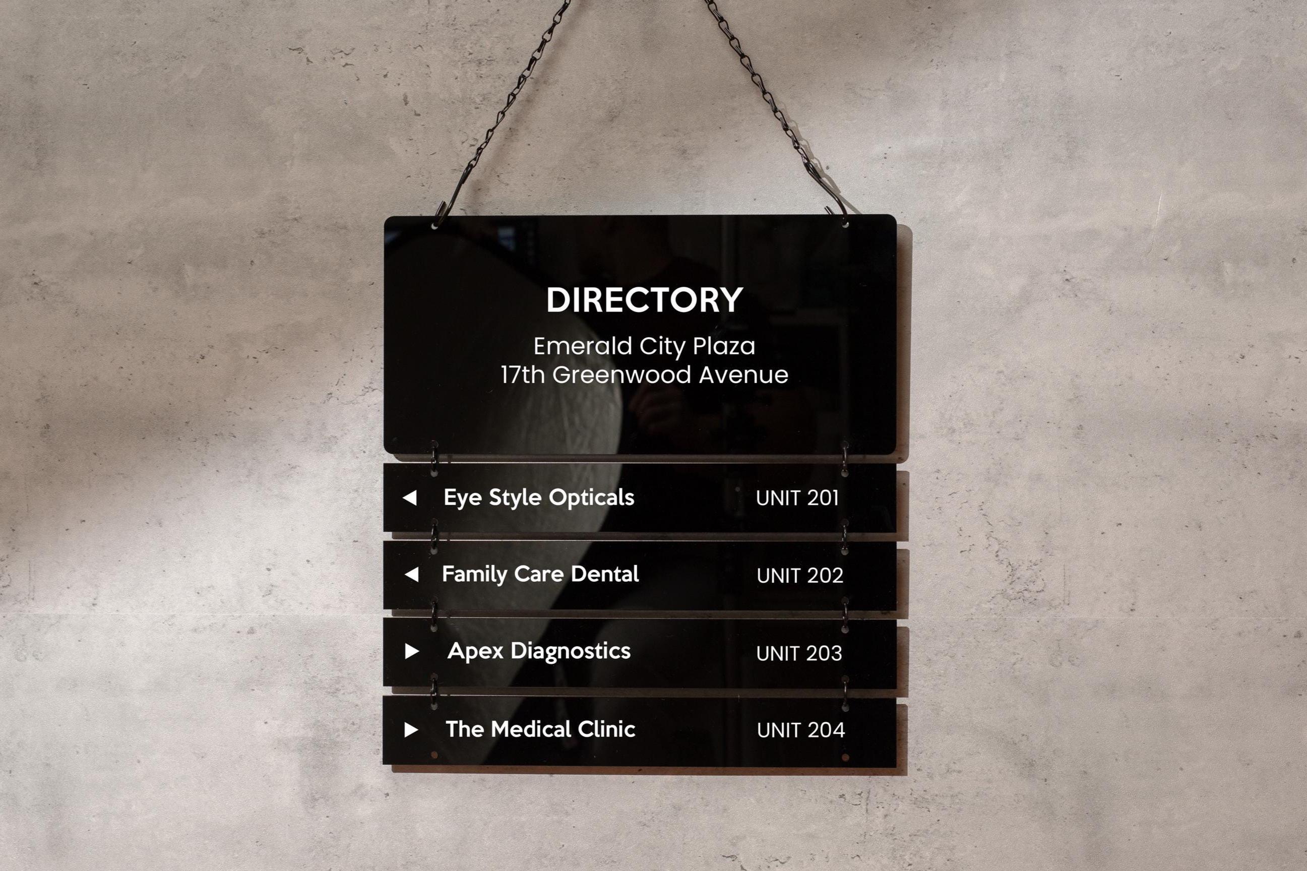 Interchangable Hanging Directory Sign - Customizable Office Wall Door ...
