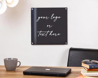Square Acrylic Sign w/ Metal Stand Offs - Custom Office Door Sign, Personalized Name Plate for Small Business Spa Salon Bar Signs
