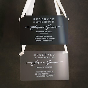 Reserved Hanging Acrylic Sign With Ribbon - Black or Frosted 11.5x7 ...