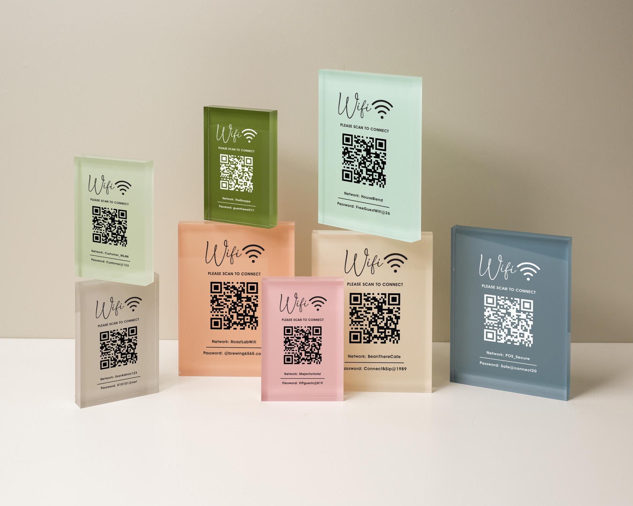 QR Code Wifi Pastel Acrylic Sign (W1) - Custom Network Internet ...