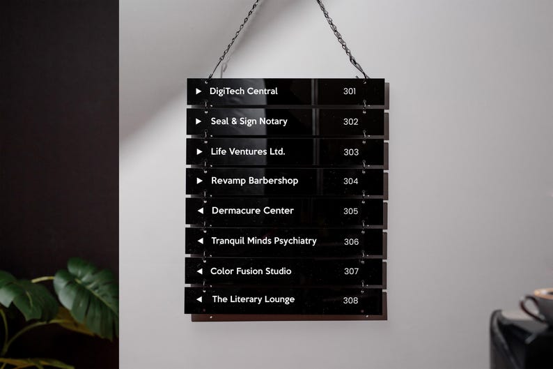 Interchangable Hanging Directory Sign - Customizable Office Wall Door ...