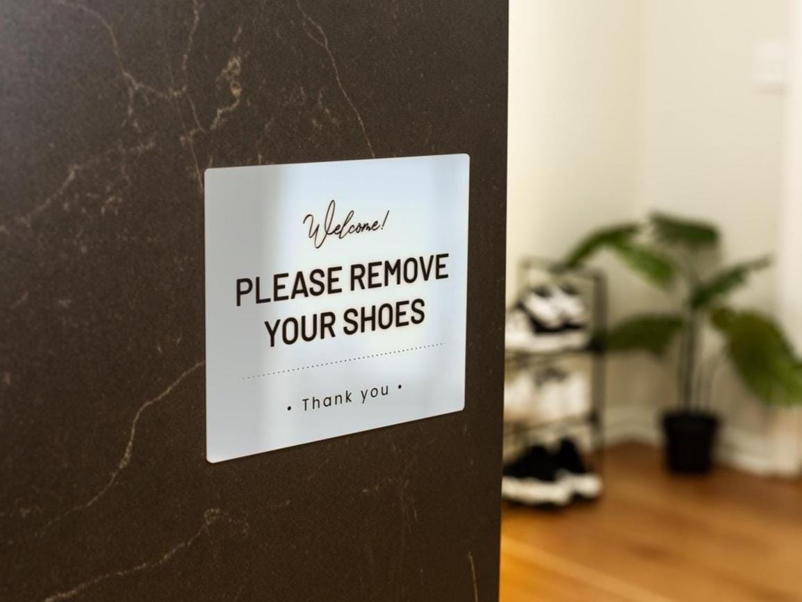 Panneau Décoratif Métal – Veuillez Enlever Vos Chaussures – Drôle Et Rustique – 11,4 Pouces