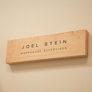 Stick On Wood Wall Name Plate (D3)- Personalized Door Office Sign New Job Room Label CEO Boss Staff Teacher Corporate Promotion Gift