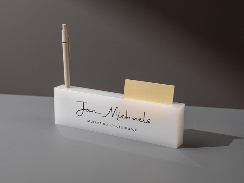 Personalized Acrylic Name Block W/ Slots (D2) - Custom Job Title Plaque ...