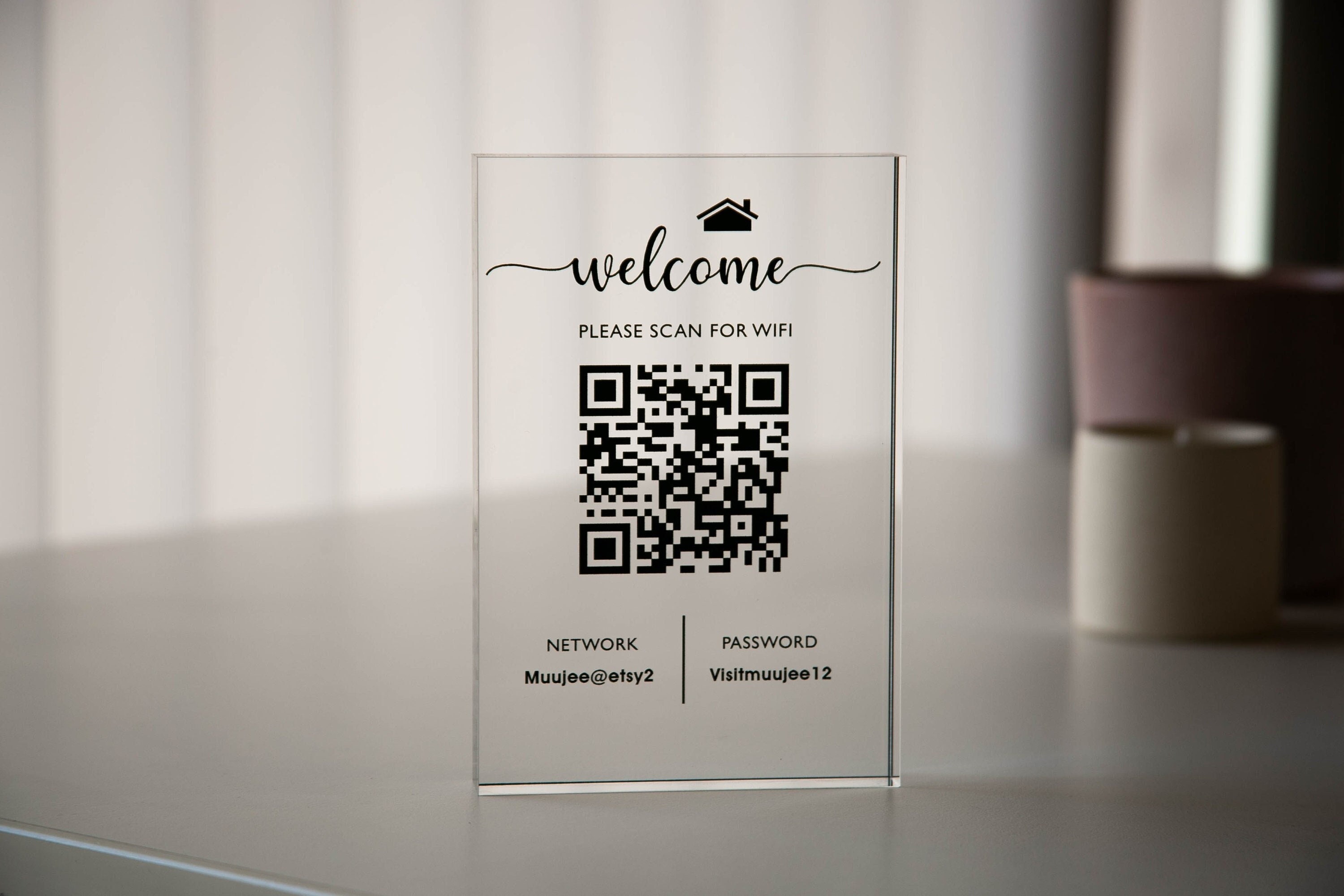 Personalized Acrylic QR Code Wifi Sign design 2 Custom Internet Sign ...