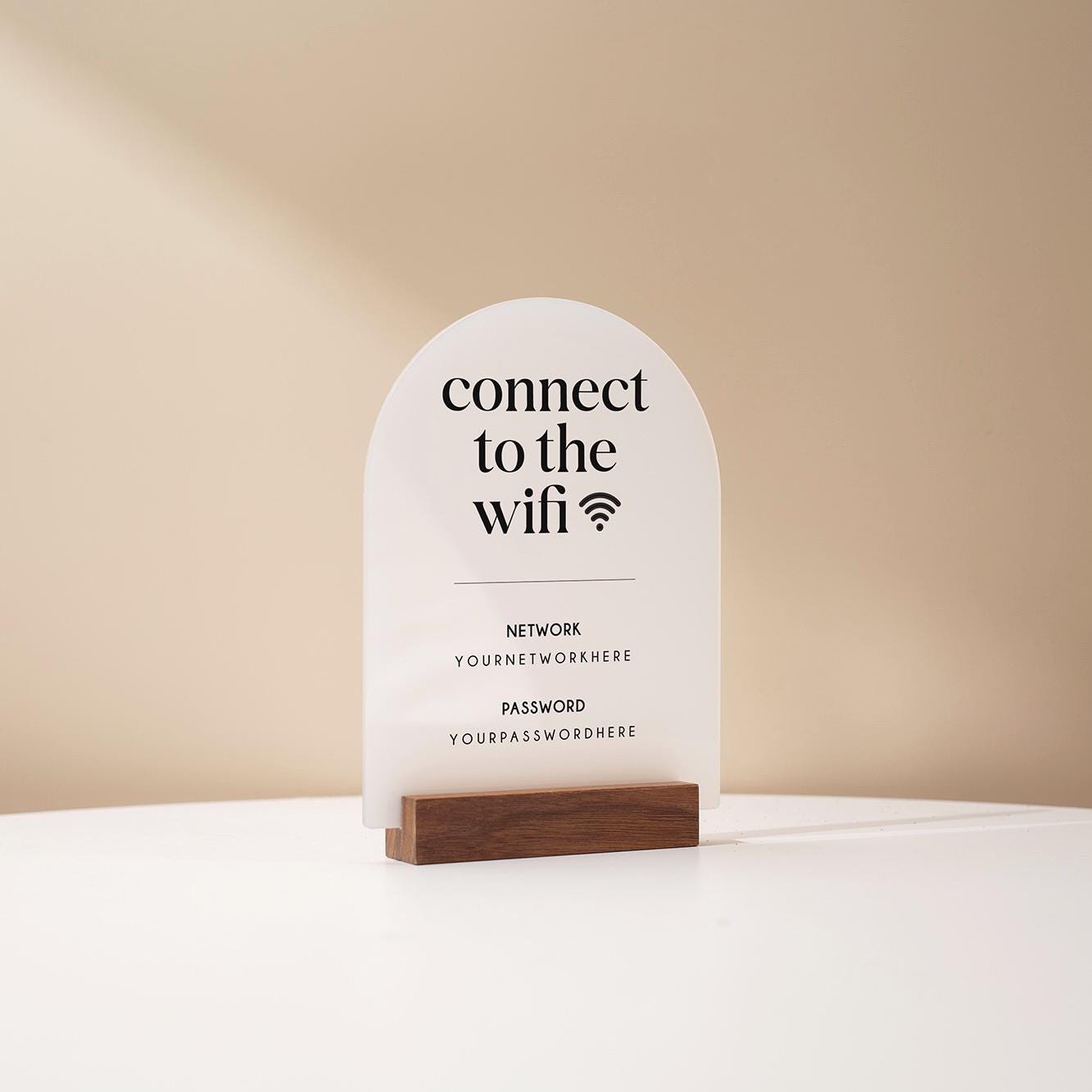 Arch Acrylic Wifi Sign W/ Base (D8) - Custom Wifi Password Display for ...