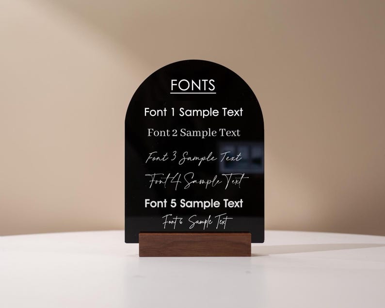 Custom Arch Sign W/ Acrylic Stand - Personalized Text Design Table Top ...