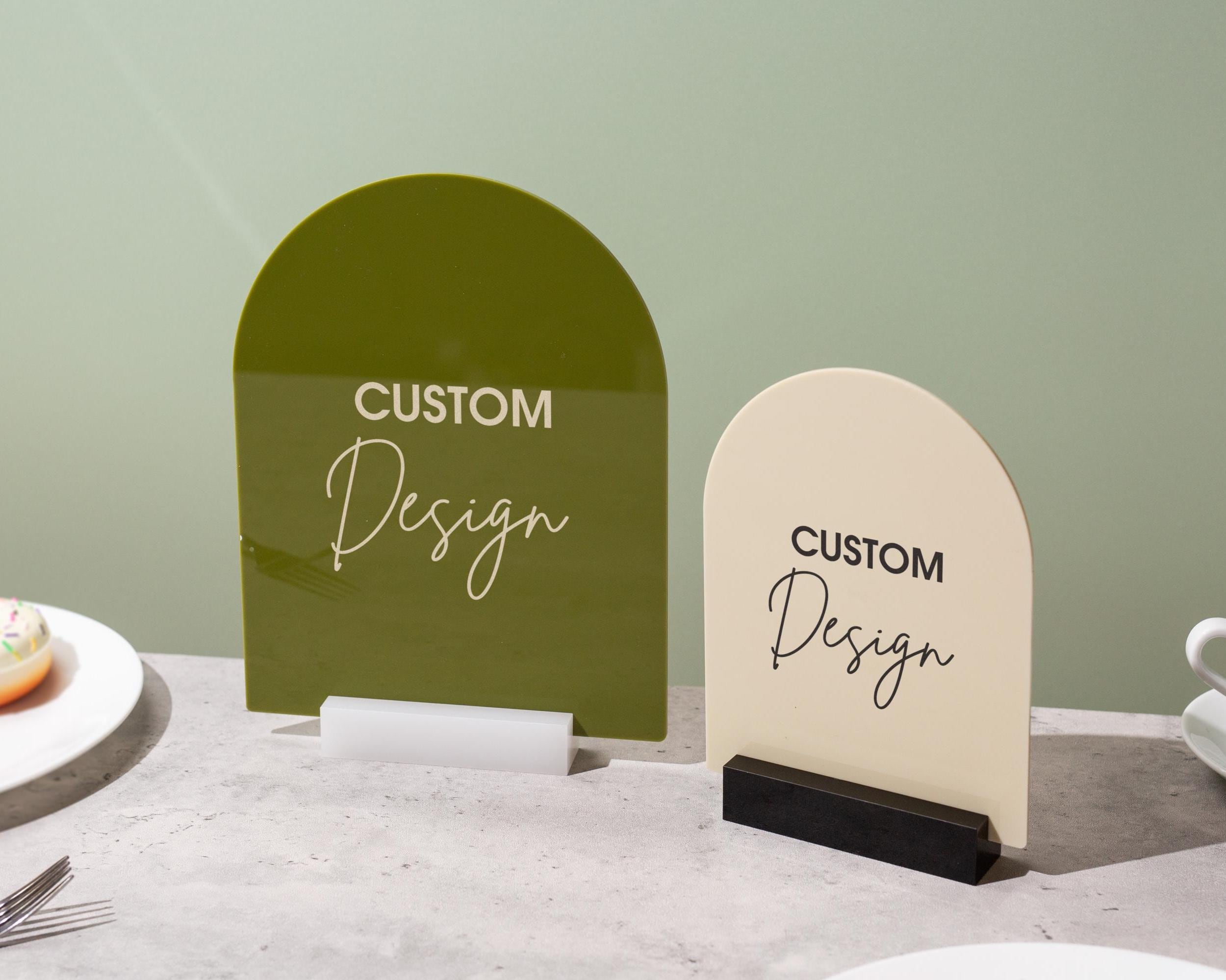Custom Arch Signs Custom Arch Sign W/ Acrylic Stand - Personalized Text Design Table Top ...