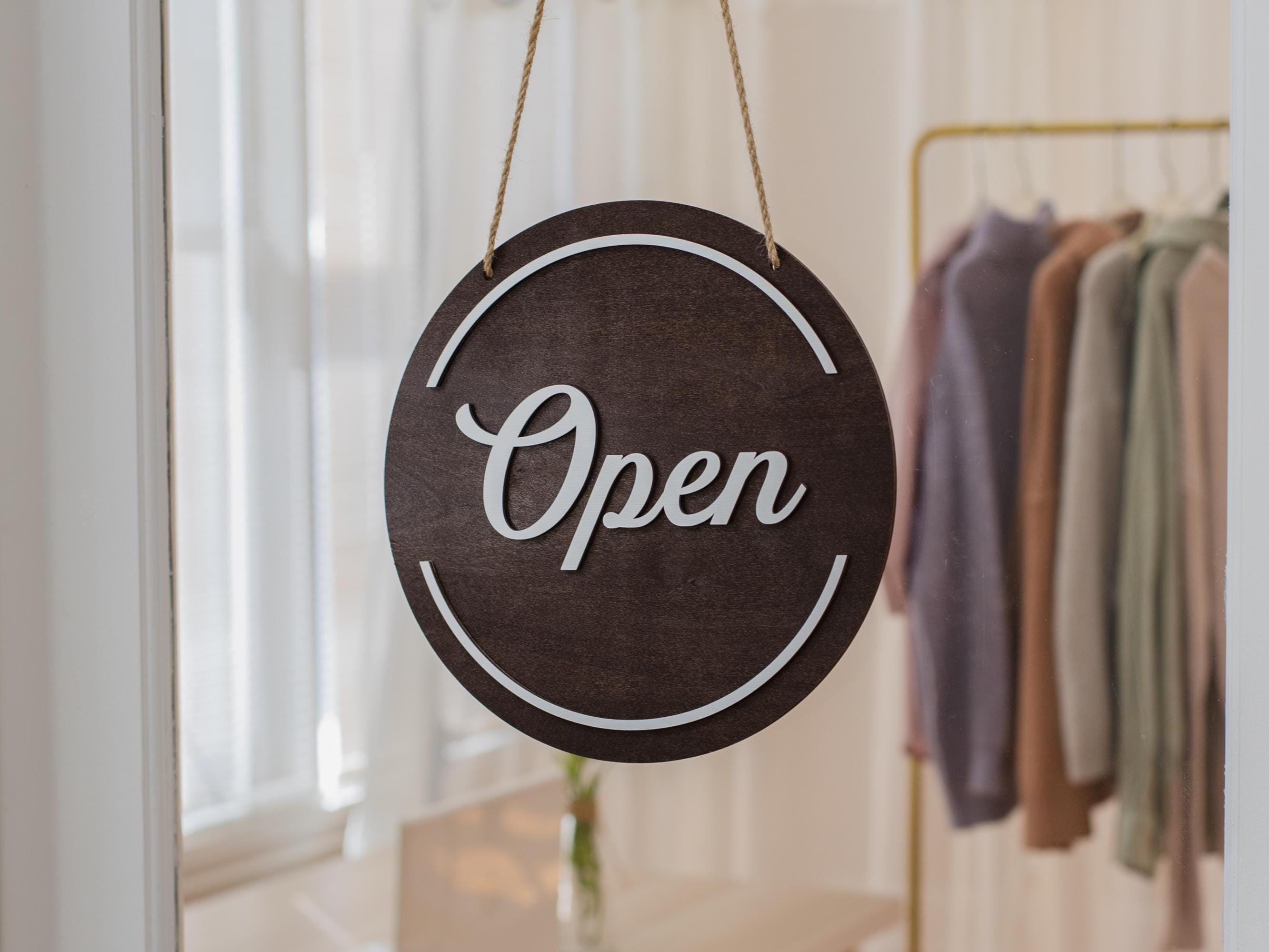 Open Closed Wood Hanging Sign (design 2) - Double Sided Small Business ...