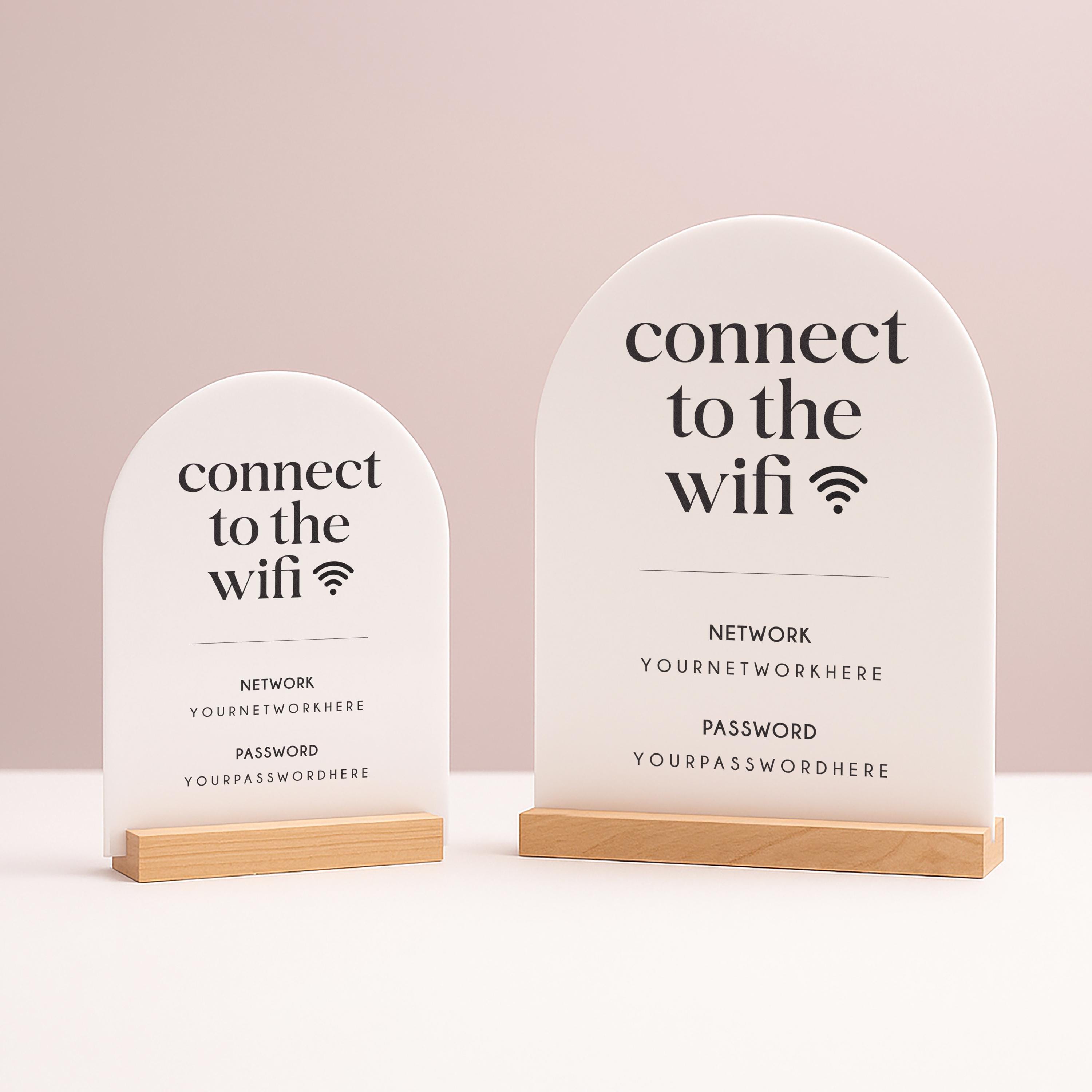 Arch Acrylic Wifi Sign W/ Base (D8) - Custom Wifi Password Display for ...