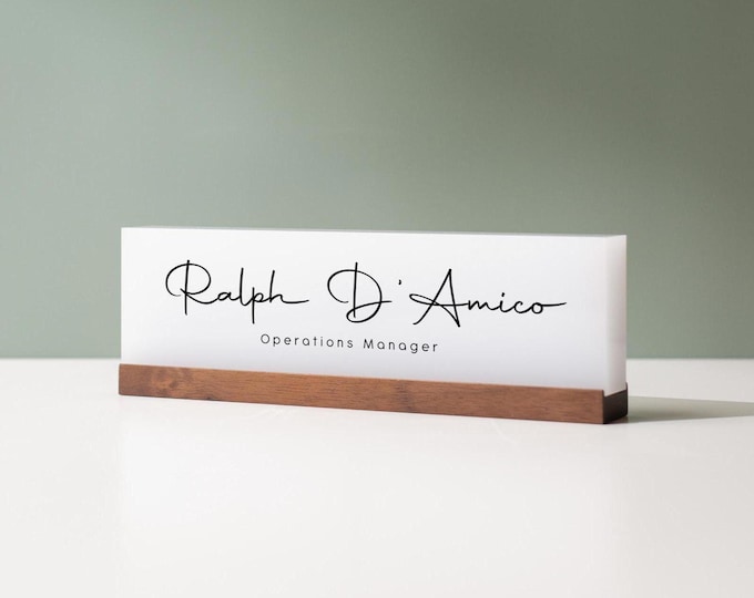 Personalized Acrylic Name Block (D2) - Custom Job Title Plaque Office Table Desk Business Modern Decor Company Staff Sign Doctor CEO Gifts