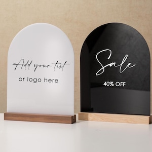 Custom Arch Acrylic Sign W/ Stand - Personalized Text on Market Pop up ...