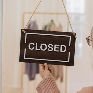 Open Closed Wood Hanging Sign (design 1) - Double Sided Business Sign ...