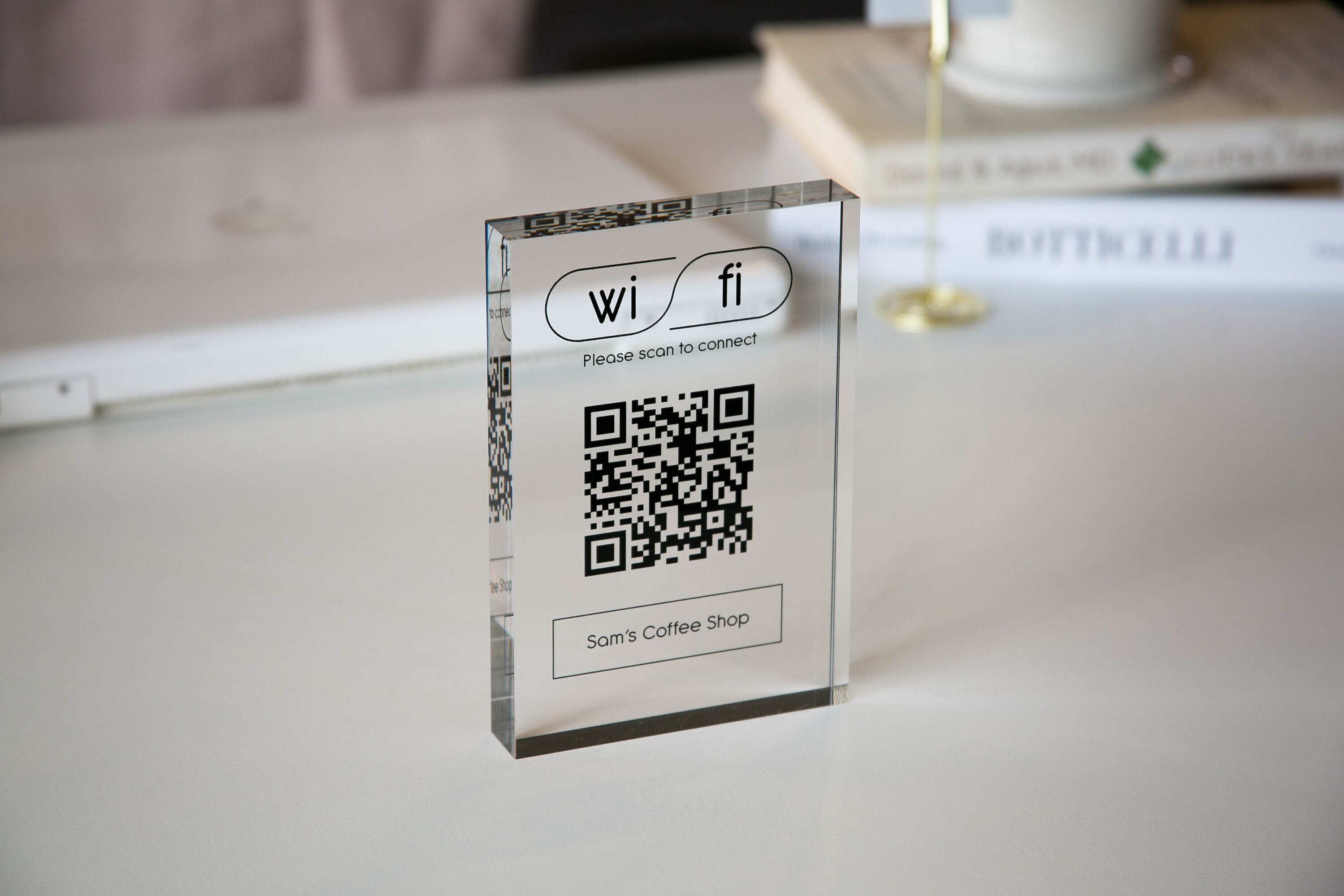 Personalized Acrylic QR Code Wifi Sign (design 3) - Custom Home Airbnb ...