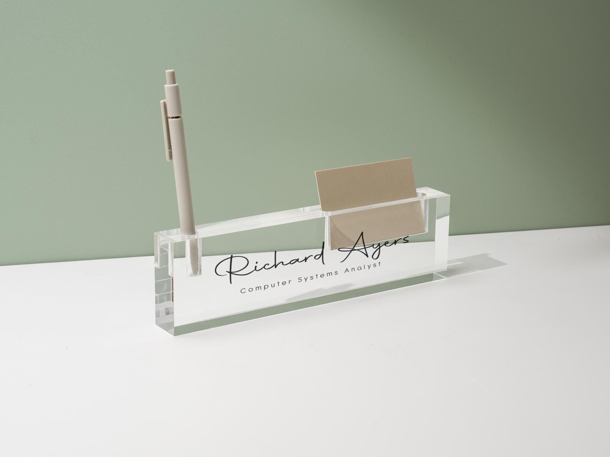 Personalized Acrylic Name Block W/ Slots (D2) - Custom Job Title Plaque ...