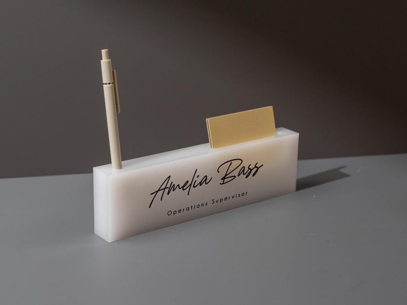 Personalized Acrylic Name Block W/ Slots (D5) - Custom Job Title Plaque ...