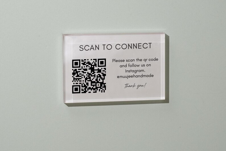 Pastel Acrylic QR Code Text Sign (D3) - Custom Signage Office Business ...