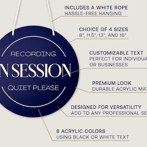 Round Hanging Acrylic Sign (recording) W/ White Rope - Custom Signage ...