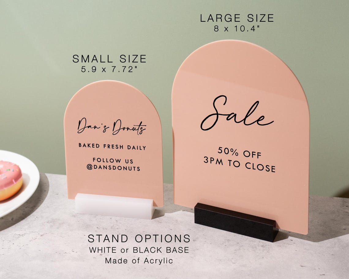 Custom Arch Signs Custom Arch Sign W/ Acrylic Stand - Personalized Text Design Table Top ...
